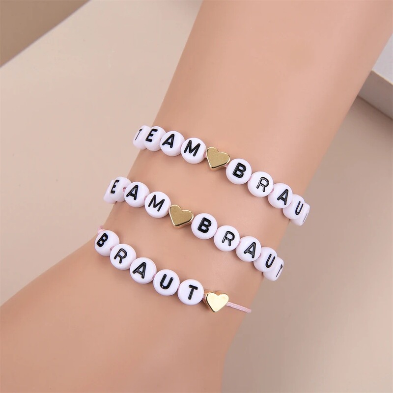 Amazon Hot Bride Bridesmaid Bracelet Acrylic Letter Woven Bracelet Adjustable Party Bracelet Spot