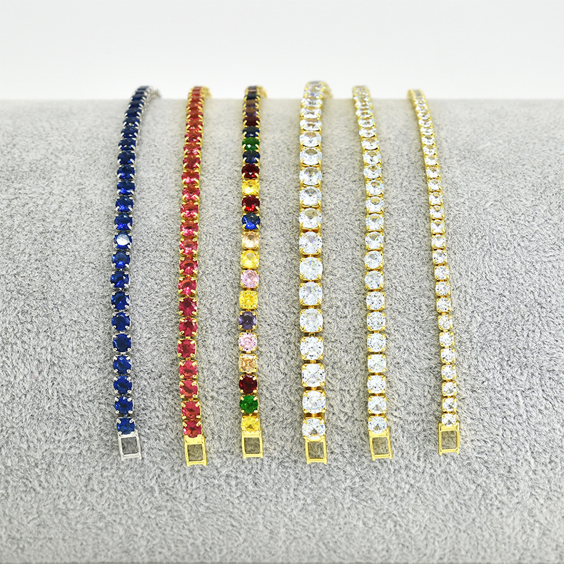 10g Weight Zircon Inlay Material Tennis Bracelet Classification Copper Chain Material Tennis Chain Chain Type 1 Piece Quantity Daily Occasion Copper Material Geometric Pattern All Seasons Season Unisex Gender Inlay Design Hip-Hop, Shiny Style Wholesale Jewelry Hip-Hop Shiny Geometric Copper Zircon Inlay Tennis Bracelet Tennis Chain 3