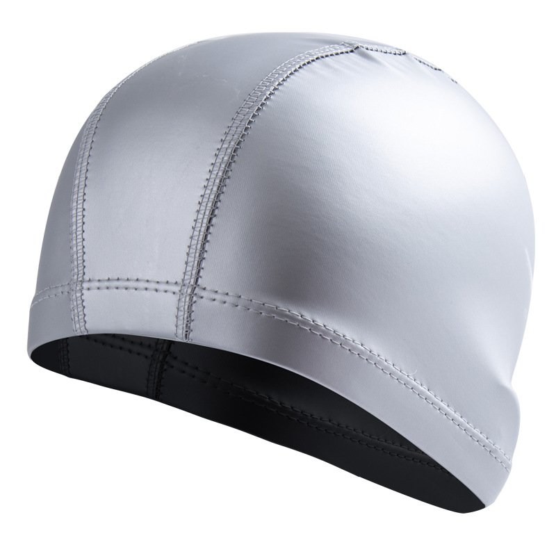 Pu gorra de natación para hombres adultos y mujeres cómodos no apretando alto elástico gorra de natación impermeable Pelo Largo gorra de natación transpirable
