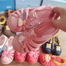 现货日本朝日大福儿童凉鞋 卡通男女宝宝鞋包头软底沙滩凉鞋
