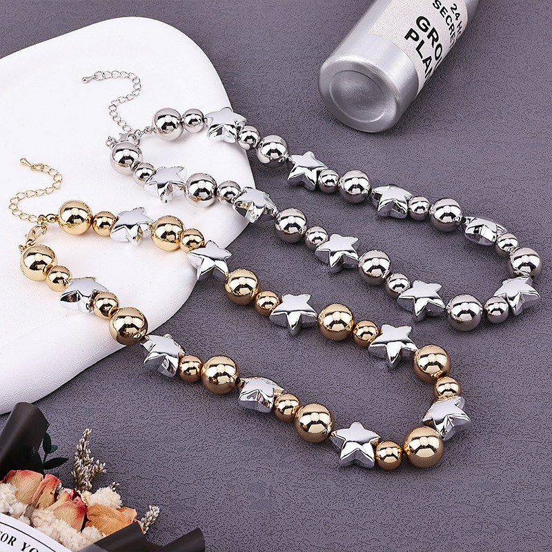 CCB, Metal Material Simple Style Star CCB Metal Beaded Chain Choker Wholesale