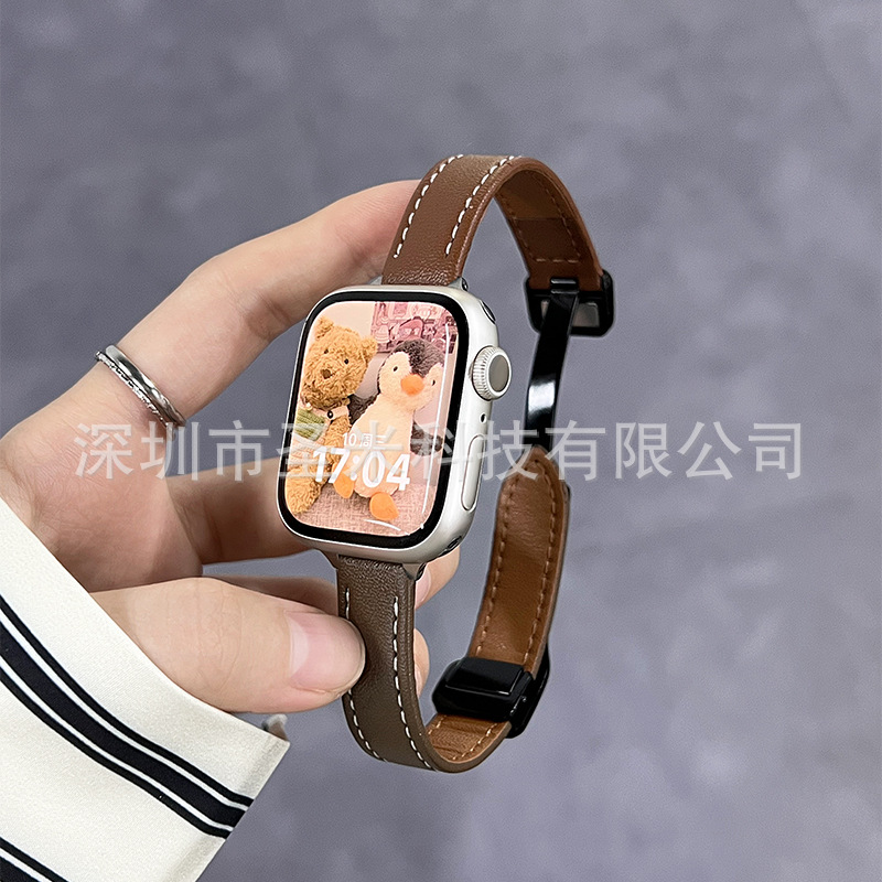 Applicable iwatch strap Apple watch strap applewatch4/3/2/5/6/7/8 se magnetic leather
