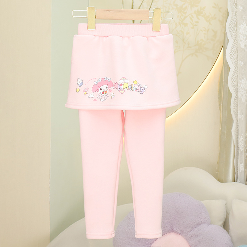 2024 새로운 가을 | 겨울 소녀 기모 두꺼운 CULOTTES 어린이 가짜 투피스 소녀 스커트 조커 서양식 BOTTOMING