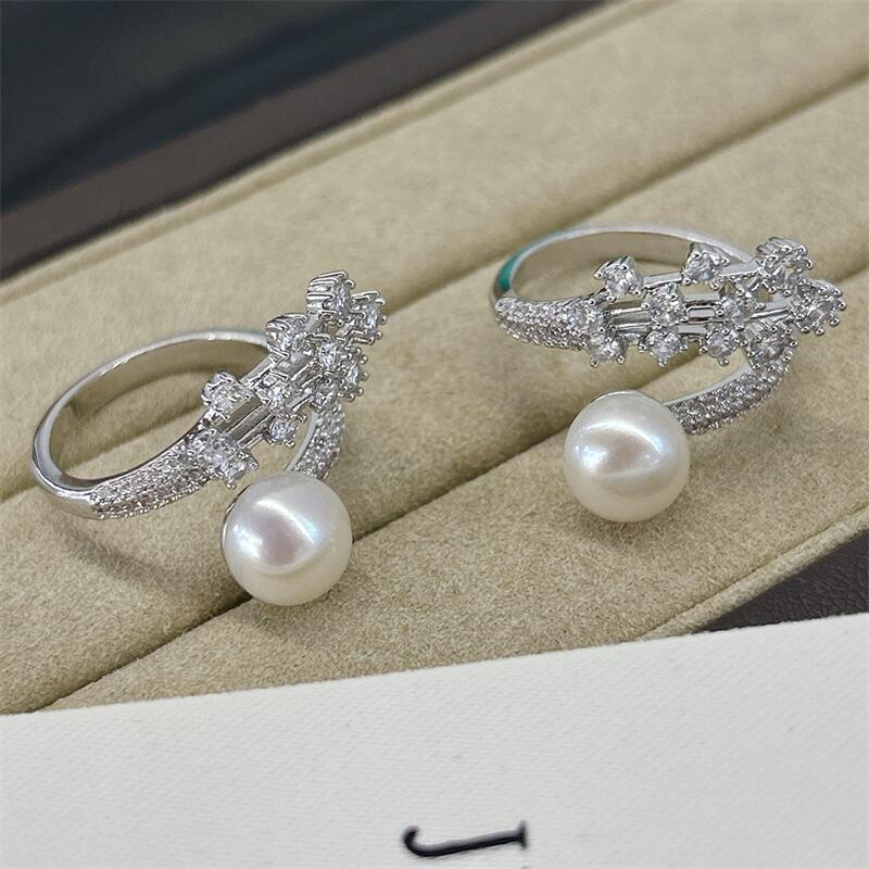 Women's Gender Freshwater Pearl Flower Rings Freshwater Pearl Rings