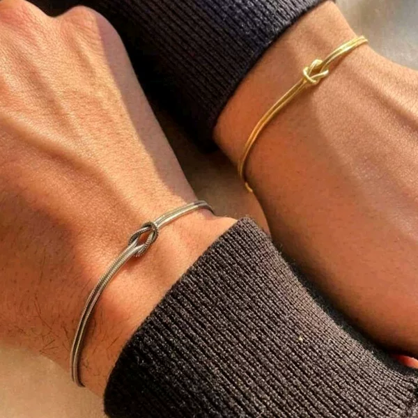 European and American Cross-border New Knot Personalized Bracelet 2-piece Set Creative Simple Fashion Light Luxury Couple Bracelet