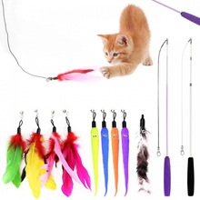 逗猫棒毛绒玩具羽毛替换头可伸缩杆猫咪自嗨自娱啃咬玩具套装