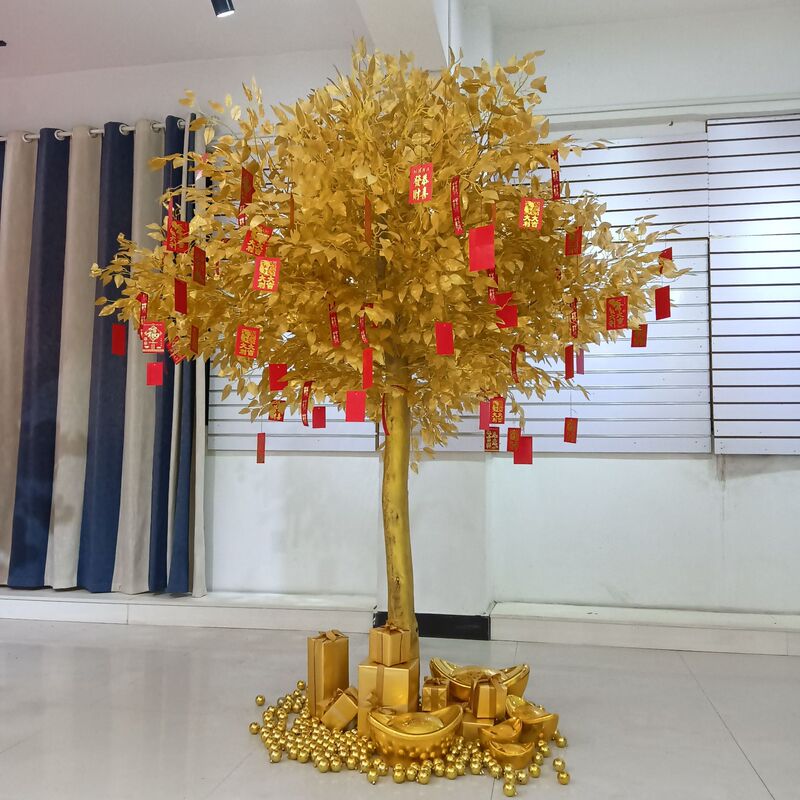 Artificial Golden Banyan Tree, Wishing Tree, Golden Tree, New Year Money Tree, Fake Lobby Green Plant, Shopping Mall Fortune Tree