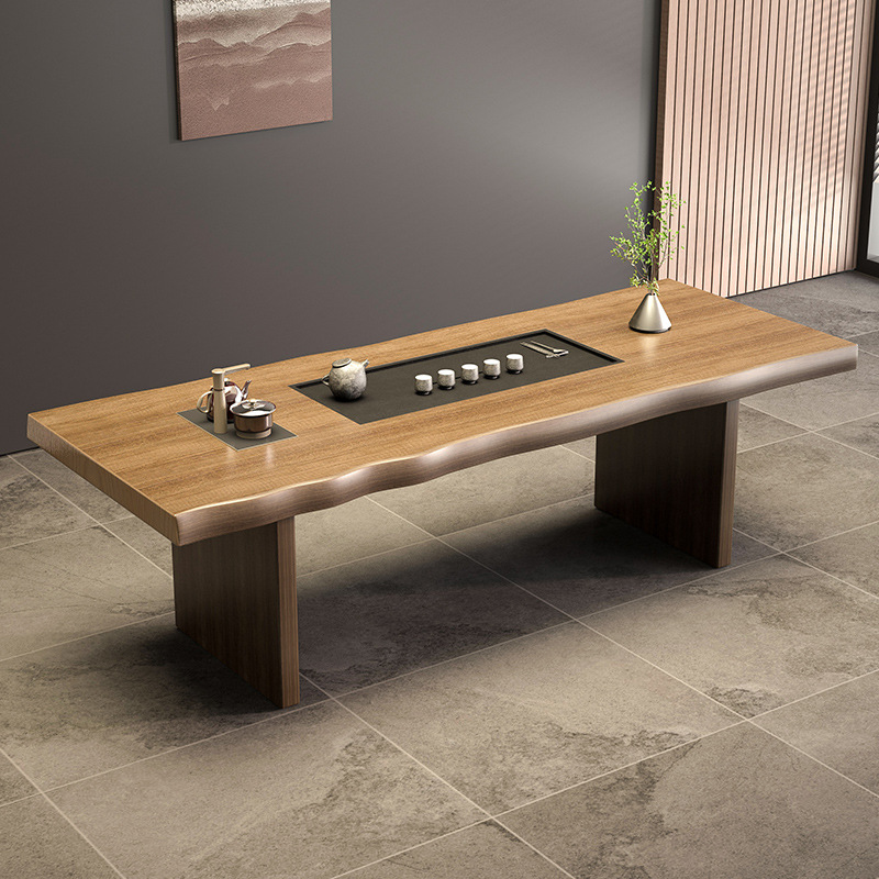 조립; 티 테이블 + 블랙 골드 스톤 티 트레이: 160_80_75cm