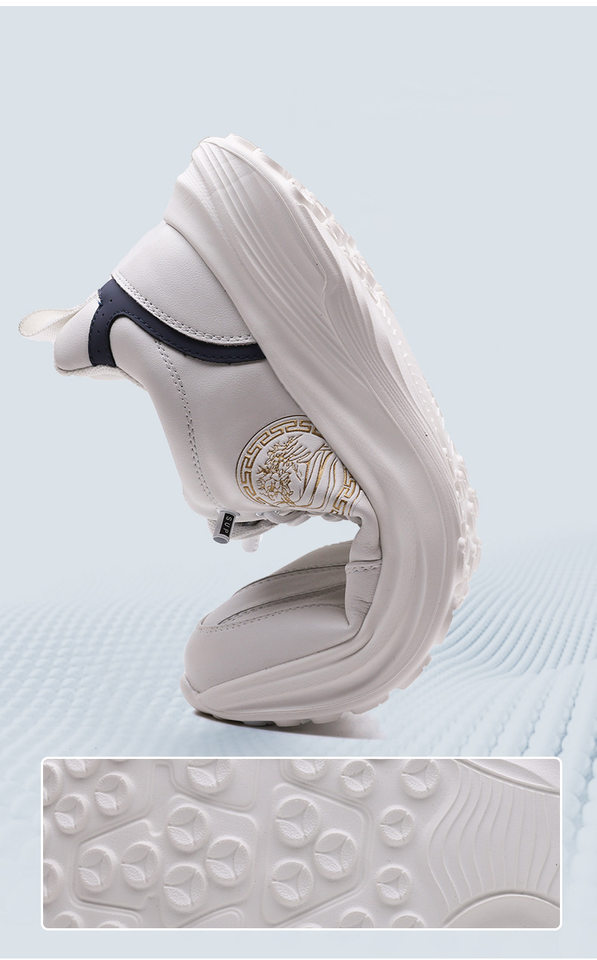 Giày thể thao nam da lộn nhẹ đế mềm mặt mềm, giày sneaker chạy bộ ngoài trời gót 3-5 cm — h6608 trắng, h6608 đen chi tiết 8