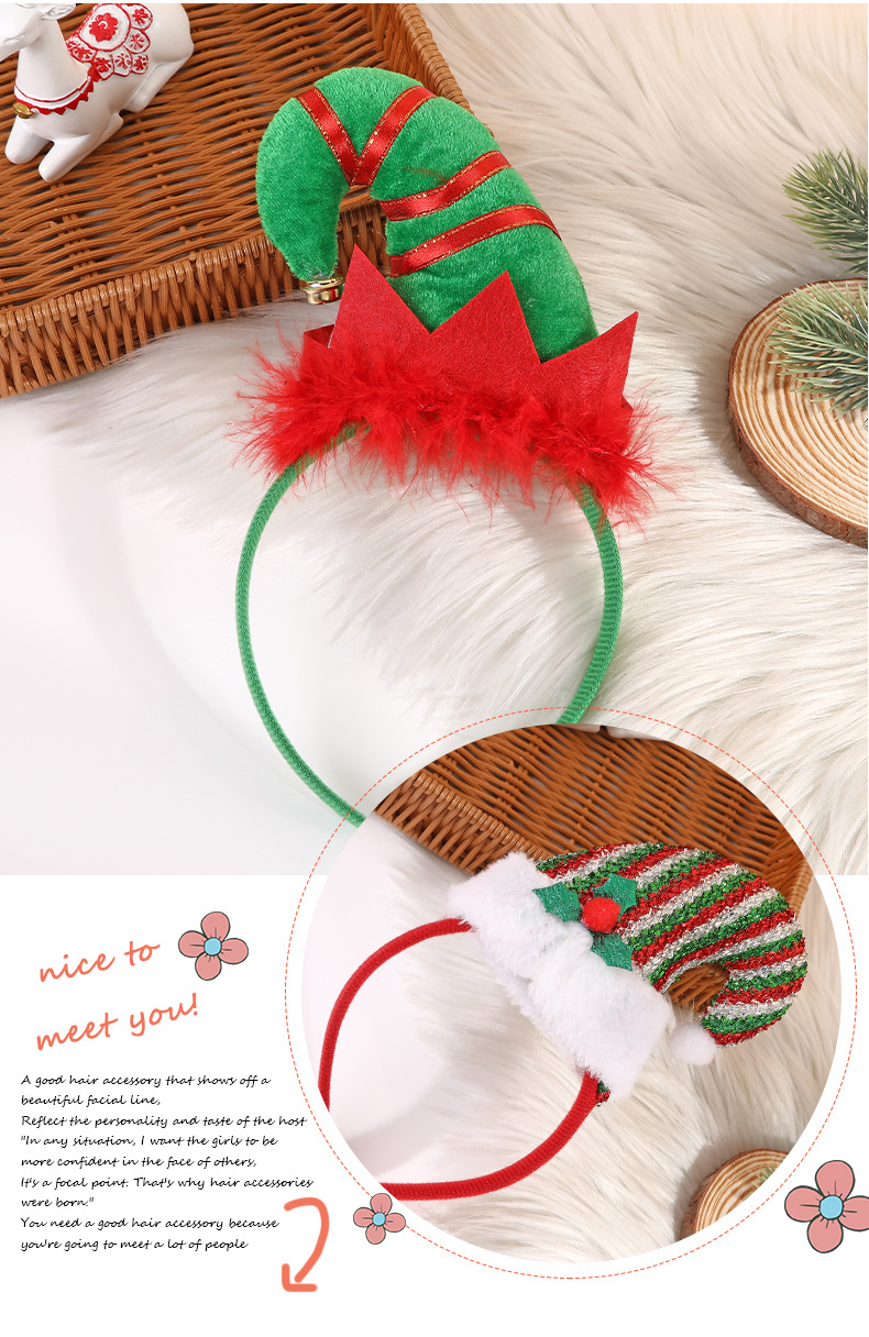 Cartoon Style Christmas Hat Plaid Cloth Stripe Party Headpieces 1 Piece display picture 2