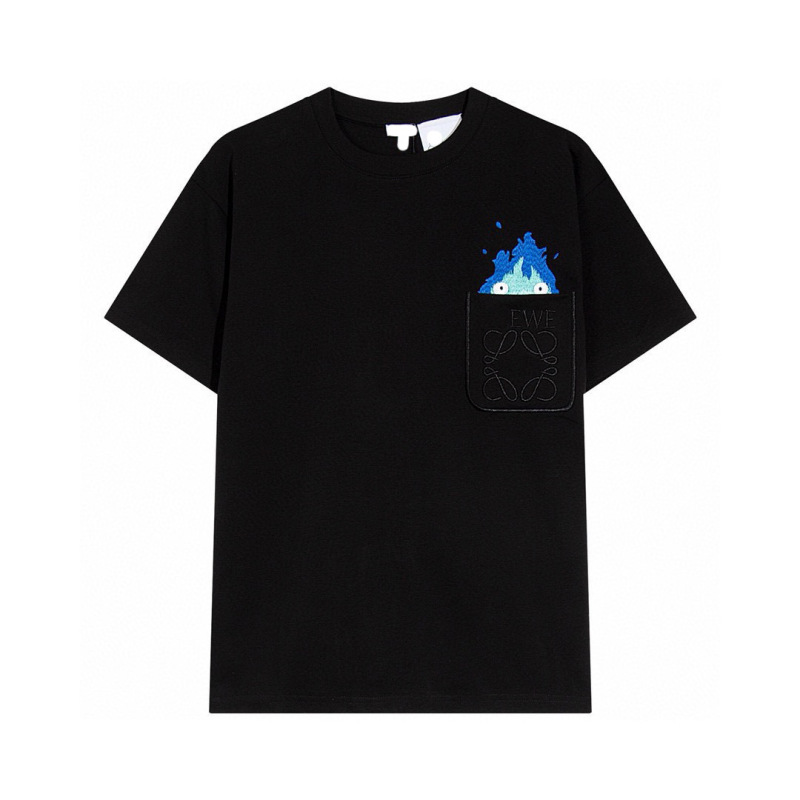 High-End Version, Heavy-Weight Luojia 2026 New Flame Embroidery Letter Pocket Logo Short-Sleeve T-Shirt, Unisex