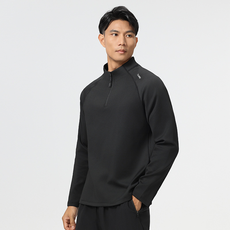 Media cremallera collar de pie al aire libre correr deportes suéter ropa de secado rápido hombres manga larga Camiseta fitness tiro ropa de entrenamiento