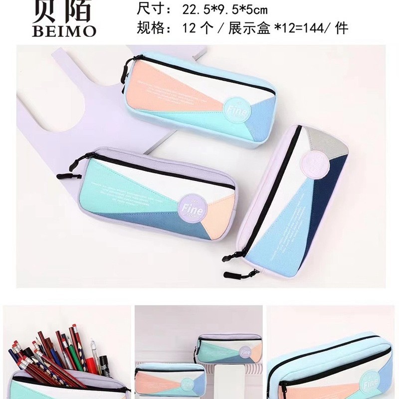 Estuche para lápices BST de doble capa y múltiples compartimentos - Tela Oxford - Diseño cartoon unisex - Gran capacidad