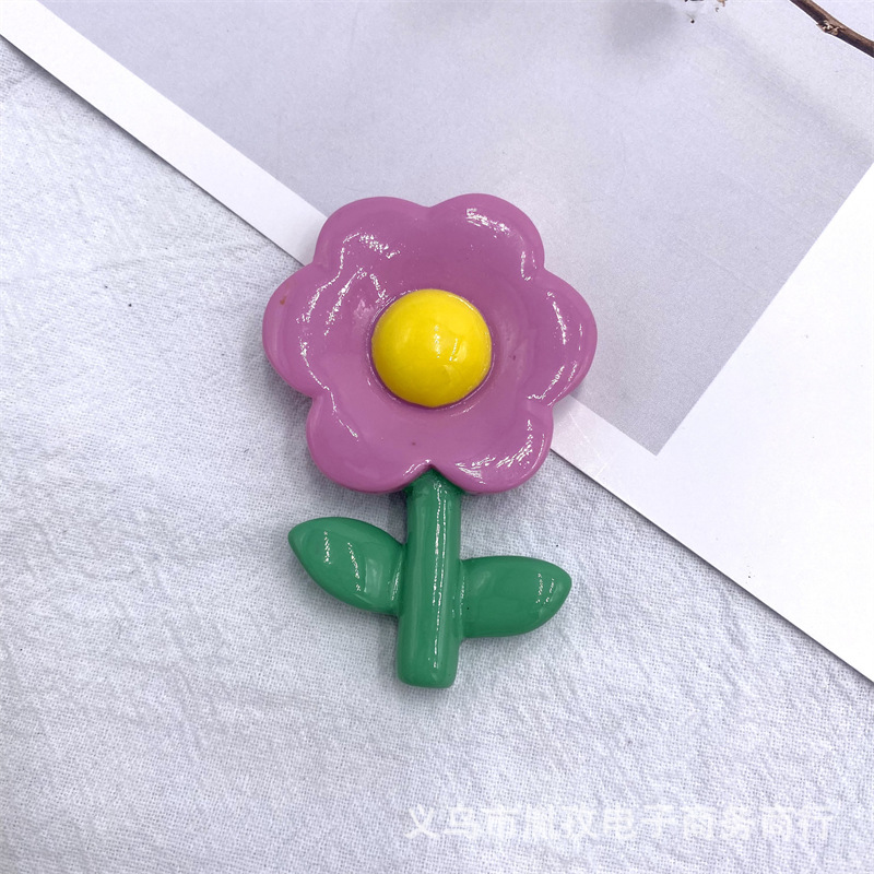 Nuevo girasol DIY crema pegamento teléfono caso horquilla refrigerador pegatina joyería resina accesorios coloridos flores tridimensionales