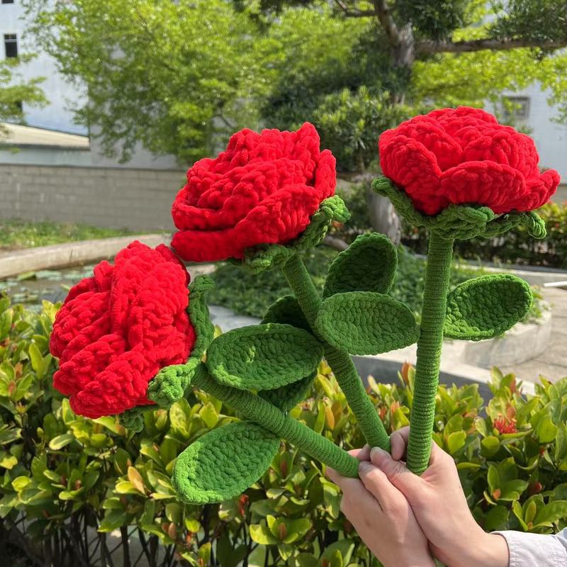 情人节礼物巨无霸玫瑰花束手工钩针编织送女生闺蜜成品永生花礼品|undefined
