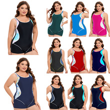 亚马逊新款运动连体女士露背游泳衣2024欧美保守平角大码泳装批发