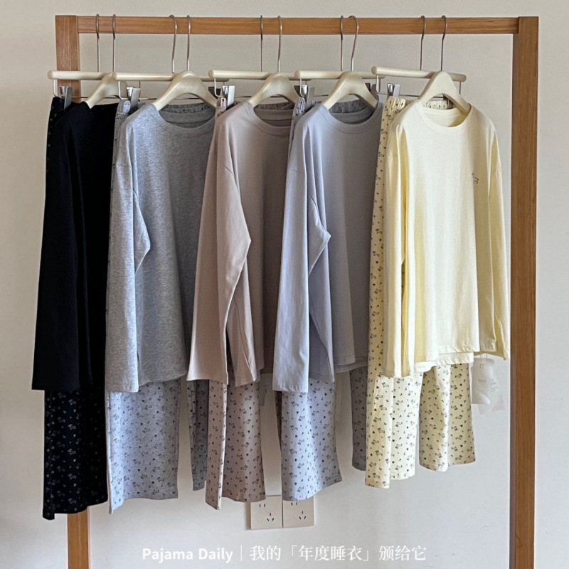 Dongdaemun 8925 Dachshund Dog Suit Pajamas Women's Korean Style Pure Cotton Loose Long Sleeves and Trousers Home Clothes Can Be Weared Outside