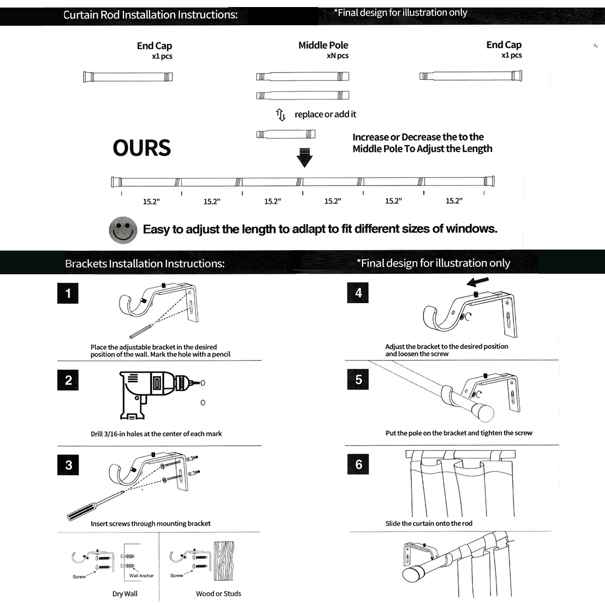 Espesado de aleación de aluminio barra de la cortina de empalme barra romana de la ventana de varilla romana de metal barra de hierro cortina de la pista estante de la cortina