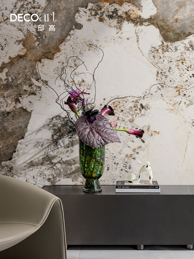 邸高家居 现代简约样板间客厅孔雀绿花器插花香薰电视柜装饰摆件