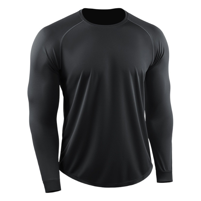 Otoño e invierno malla correr ropa de entrenamiento hombres de manga larga de secado rápido transpirable superior al aire libre maratón sudadera baloncesto camiseta