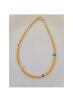 Necklace from pearl, beads, acrylic chain, copper ceramics