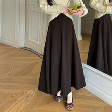 有货秋冬中长款半身裙毛呢加绒大摆遮胯松紧设计感显瘦呢子高腰裙