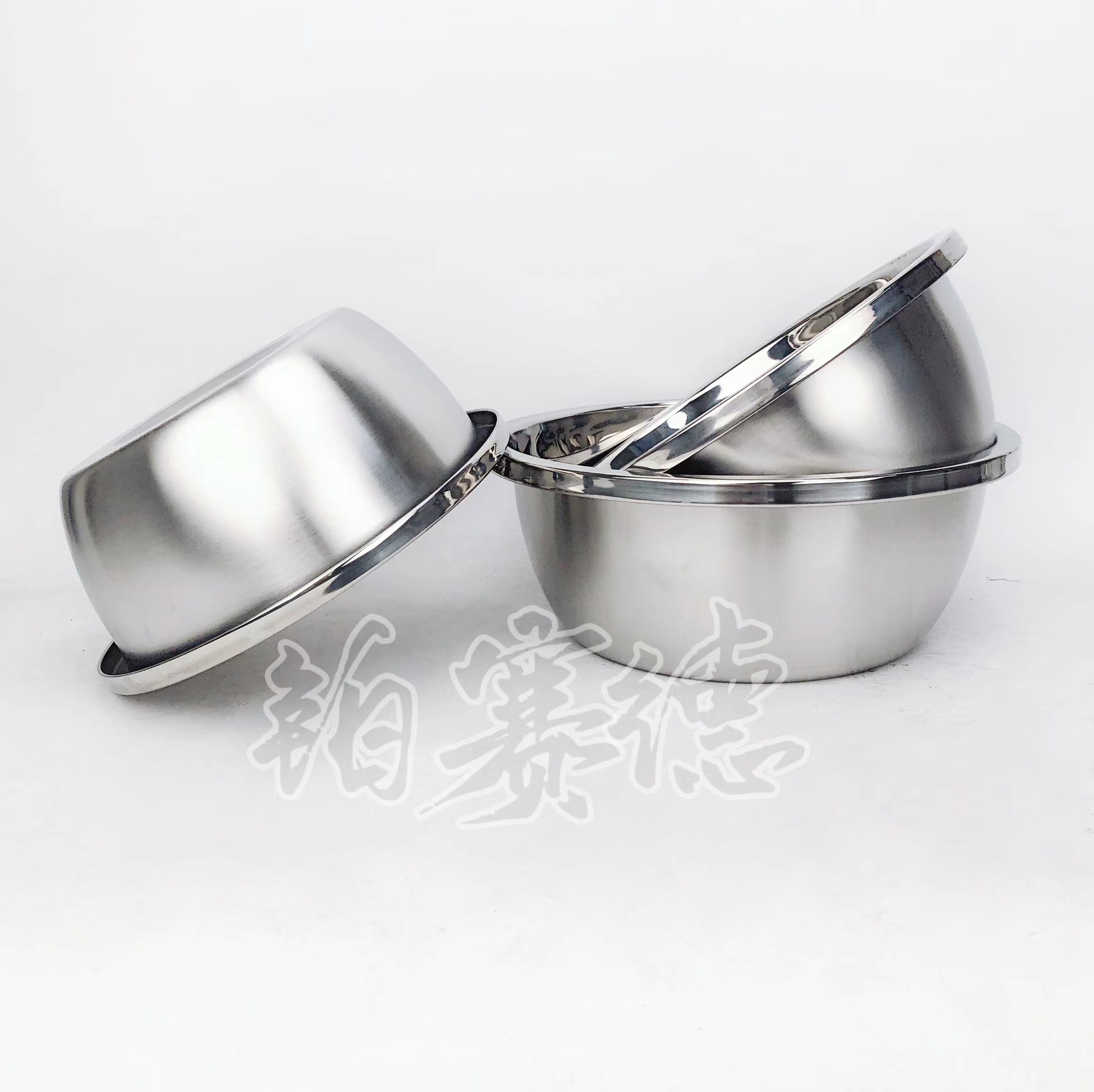 Cross-border exclusive thickened food-grade 201 non-magnetic stainless steel seasoning bowl, household egg whisking and mixing salad bowl