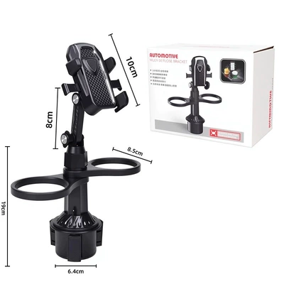 Car cup holder/beverage holder dining table, phone holder, cup - black-phone-holder-dual-cup-holders