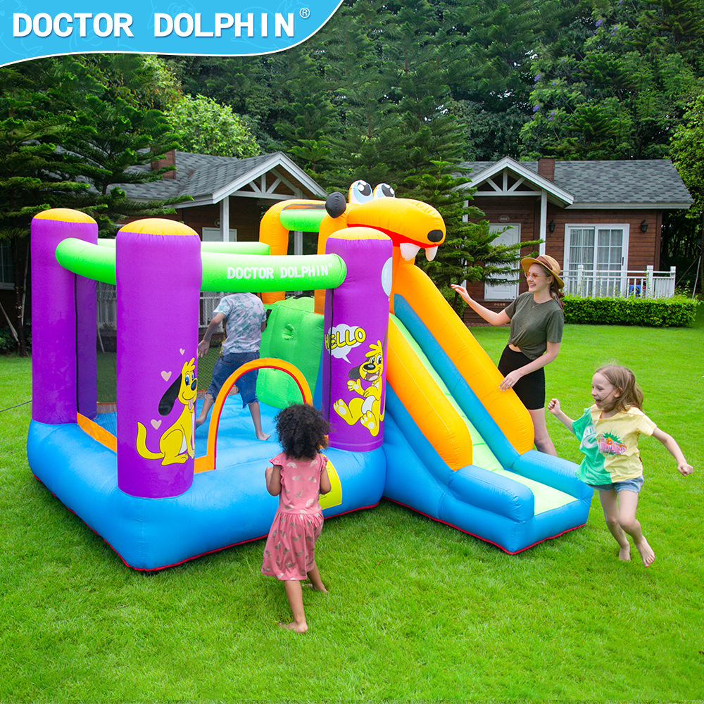 Doctor Delfín | Castillo inflable infantil para fiestas al aire libre, castillo para casa, trampolín, tobogán combinado, tobogán inflable pequeño