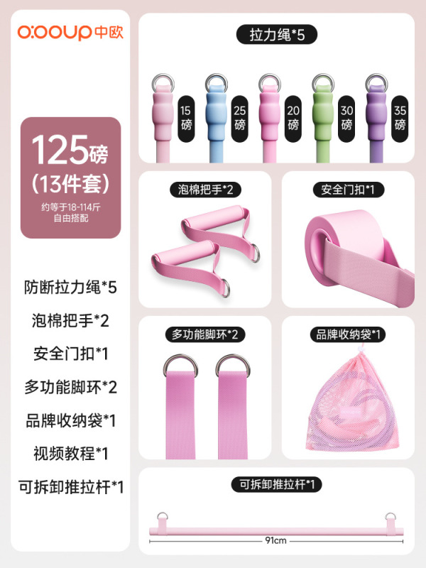 拉力绳家用健身弹力带女弹力绳开肩练背练腿挂门高位拉训练神器|undefined