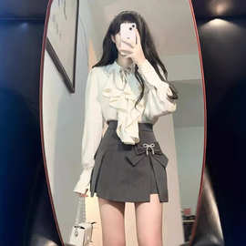 辣妹性感纯欲薄款长袖衬衫半身裙两件套女2024年春夏新款御姐套装