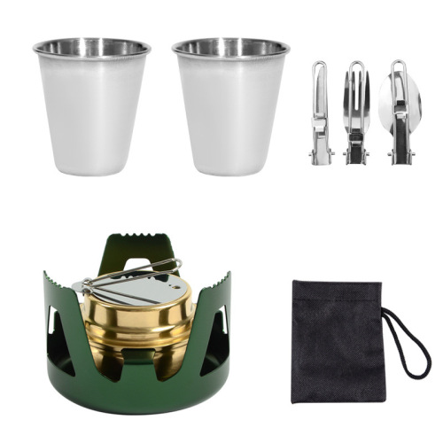 Foreign trade hot-selling outdoor pot set for 2-3 people alumina camping non-stick pot portable cookware combination cross-border wholesale
