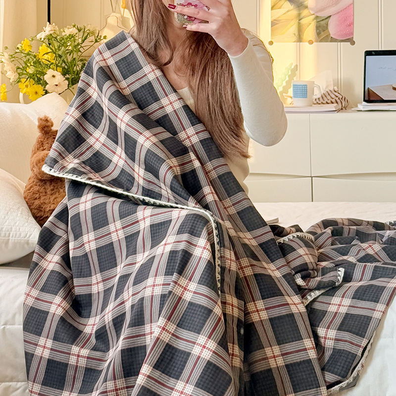 Manta de gasa de doble capa de algodón de verano, colcha de aire acondicionado, siesta de verano, manta de algodón de oficina, manta de sofá, colcha fresca de verano image 14