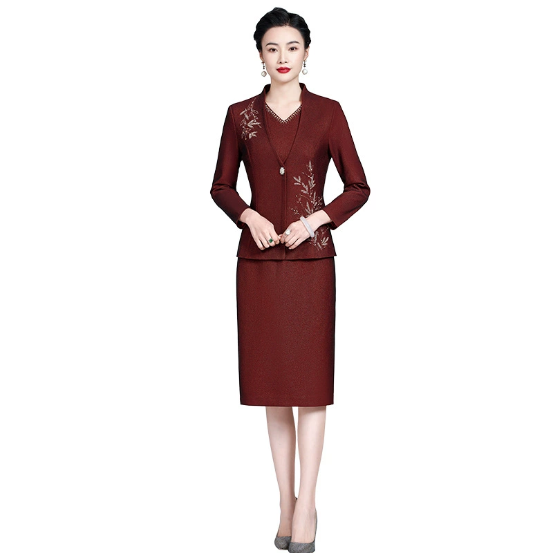 Spring autumn fashionable set for elderly, long-sleeve for mother, classic suit jacket, for middle age, wholesale