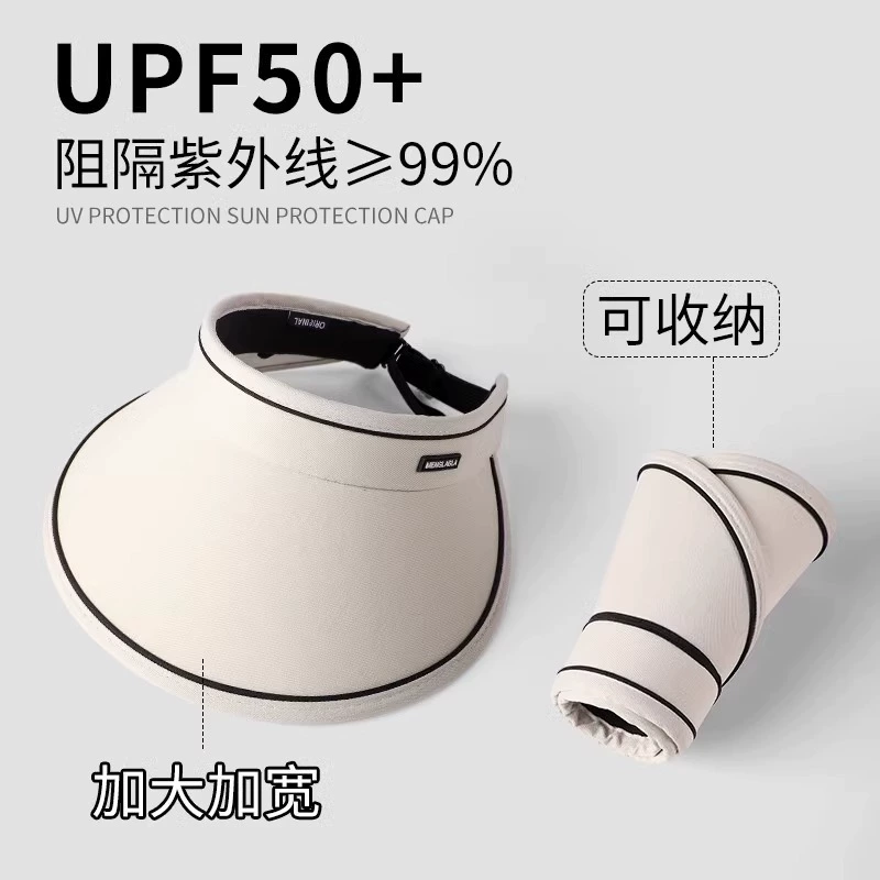 UPF50+ летняя шляпа с широкими полями для защиты от солнца для женщин 2024, новая анти-UV шляпа с открытым верхом для закрытия лица