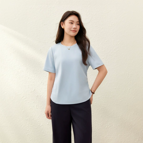 Light blue round neck