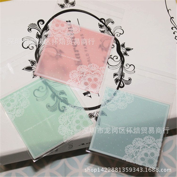 100个 低价回馈烘培塑料包装袋粉色蕾丝饼干袋自封袋手工皂自粘袋