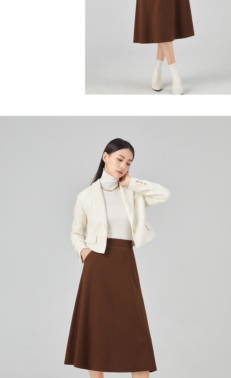 Áo blazer len ngắn nữ thiết kế độc đáo, phong cách mùa thu — Màu be chi tiết 16