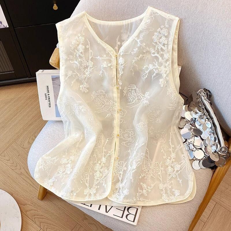 Sleeveless Vest with Heavy Embroidery, Summer 2026 New Chinese Style National Style Thin Vest Sleeveless Vest with Heavy Embroidery, Summer 2026 New Chinese Style National Style Thin Vest