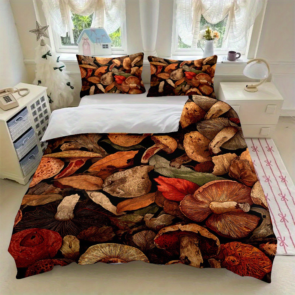 TEMU / JIT textil doméstico molido impresión digital de color iluminante set de colcha con patrón forestal para diseñar