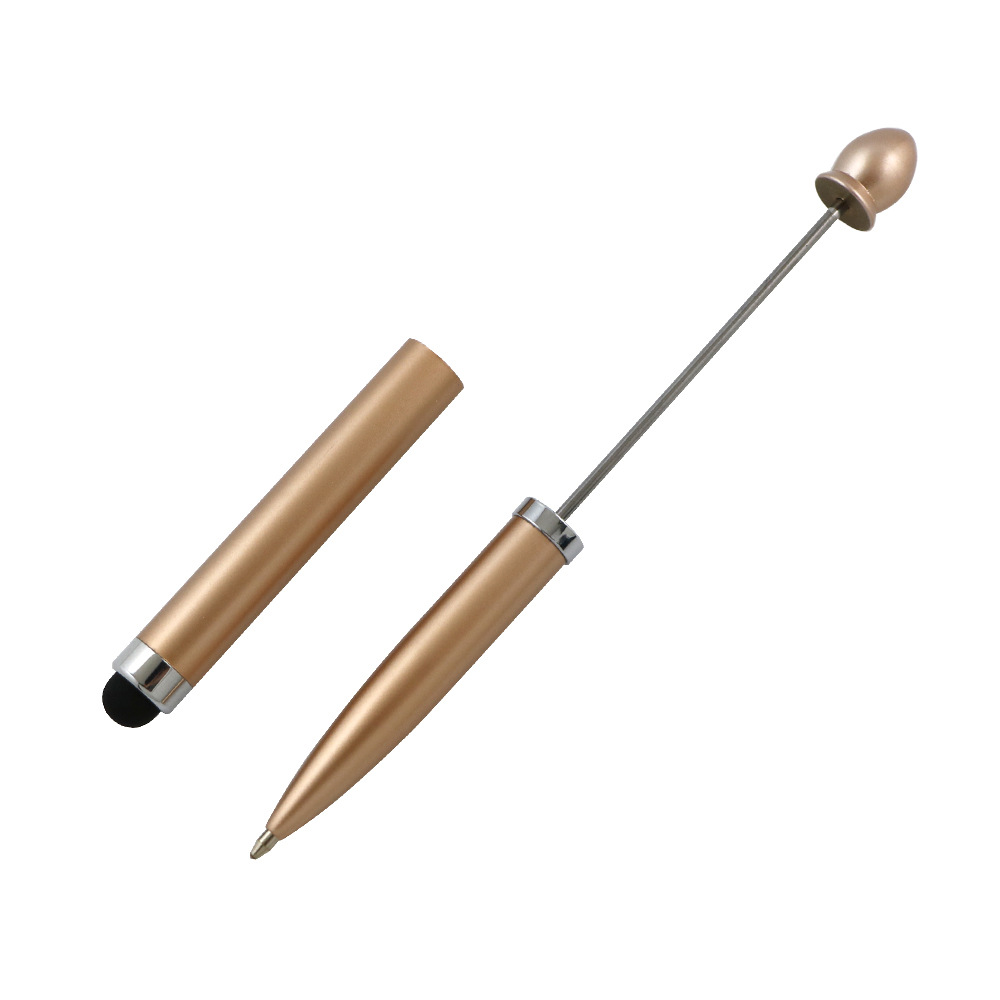 Pluma de pantalla táctil de metal al por mayor bricolaje bolígrafo de cuentas hecho a mano bolígrafo capacitor tres en uno beadable pen