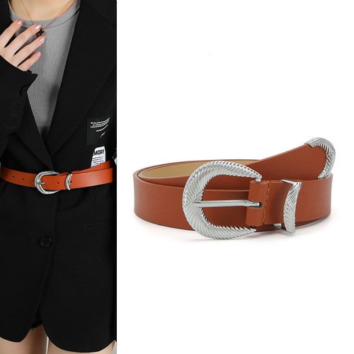 Autumn and winter trendy threaded buckle three-piece set for women, fashionable and versatile windbreaker, down jacket belt for women