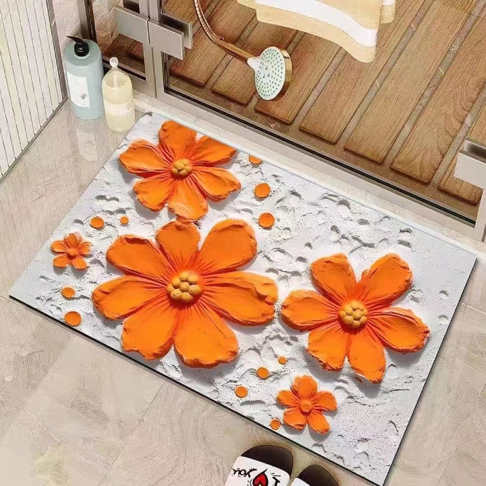 Rustikale Blumen Badezimmermatte, Rutschfeste Küchenmatte_voghion.com