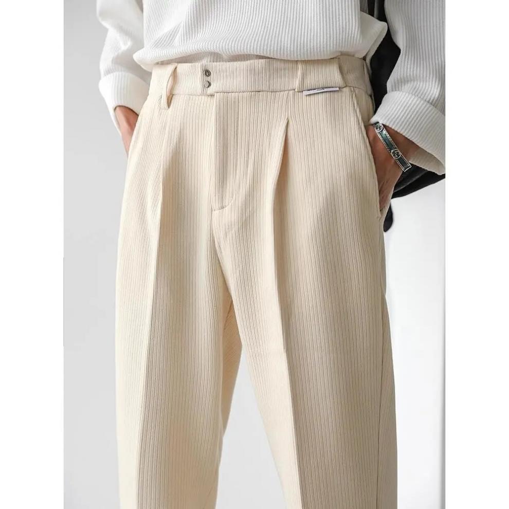 1 Men's Casual Spring And Autumn Loose Regular Wide-Leg Pants Japanese Style Simple Solid Color Versatile Straight_voghion.com