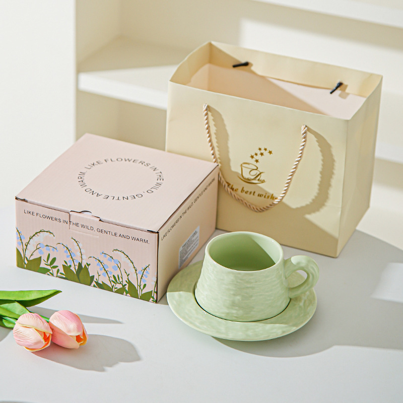 Tazas de café de cerámica de piedra de alta calidad, platos de oficina, tazas de café lujosas, copas de desayuno, regalo de mano.