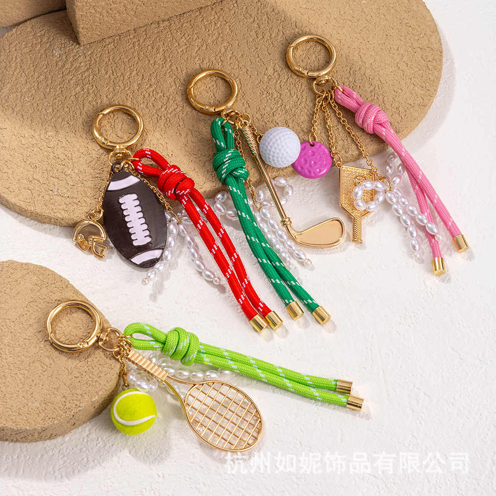 Cross-Border Wholesale Sports Rackets, Golf Club Pendants, Rugby Pendants, Trendy Versatile Bag Accessories