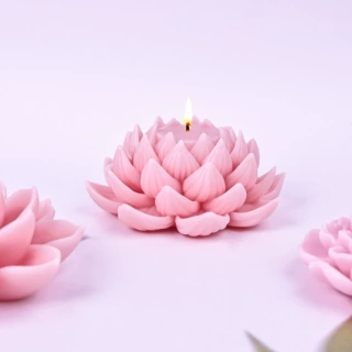 新款莲花香薰蜡烛硅胶模具手工仿真鲜花车载扩香石供台莲花灯模具