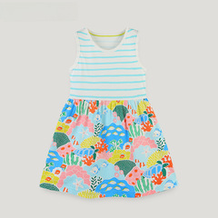 Summer New Kids' Dresses Wholesale: European & American-style Knitted Cotton Girls' Dresses with Cartoon Prints—Princess Style, Drop Shipping Available per Piece