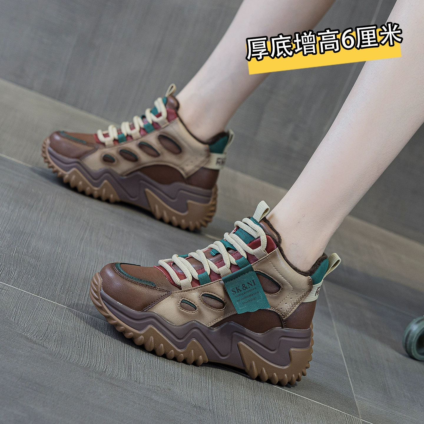 Новые зимние повседневные кроссовки в корейском стиле на толстой подошве, на платформе, в стиле «dad shoes», модные хлопковые кеды, студенческие туфли, женская обувь 2024 года