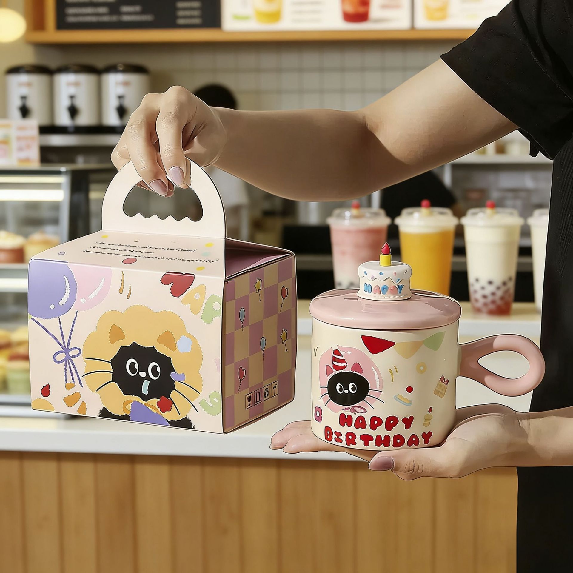 Cute Cartoon Cat Ceramic Mug Couple's Water Cup High Color Value Gift Box Accompanying Gift Birthday Gift Breakfast Cup